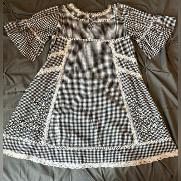 Free People Women’s Sunny Day Shirt Dress (crochet lace gingham embroidery) - Picture 7 of 8